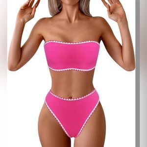Zaful Pink Bandeau Bikini Set